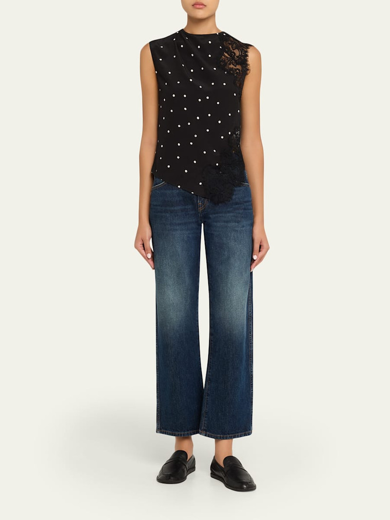 A.L.C. Gracie Polka-Dot Crepe and Lace Blouse outlook