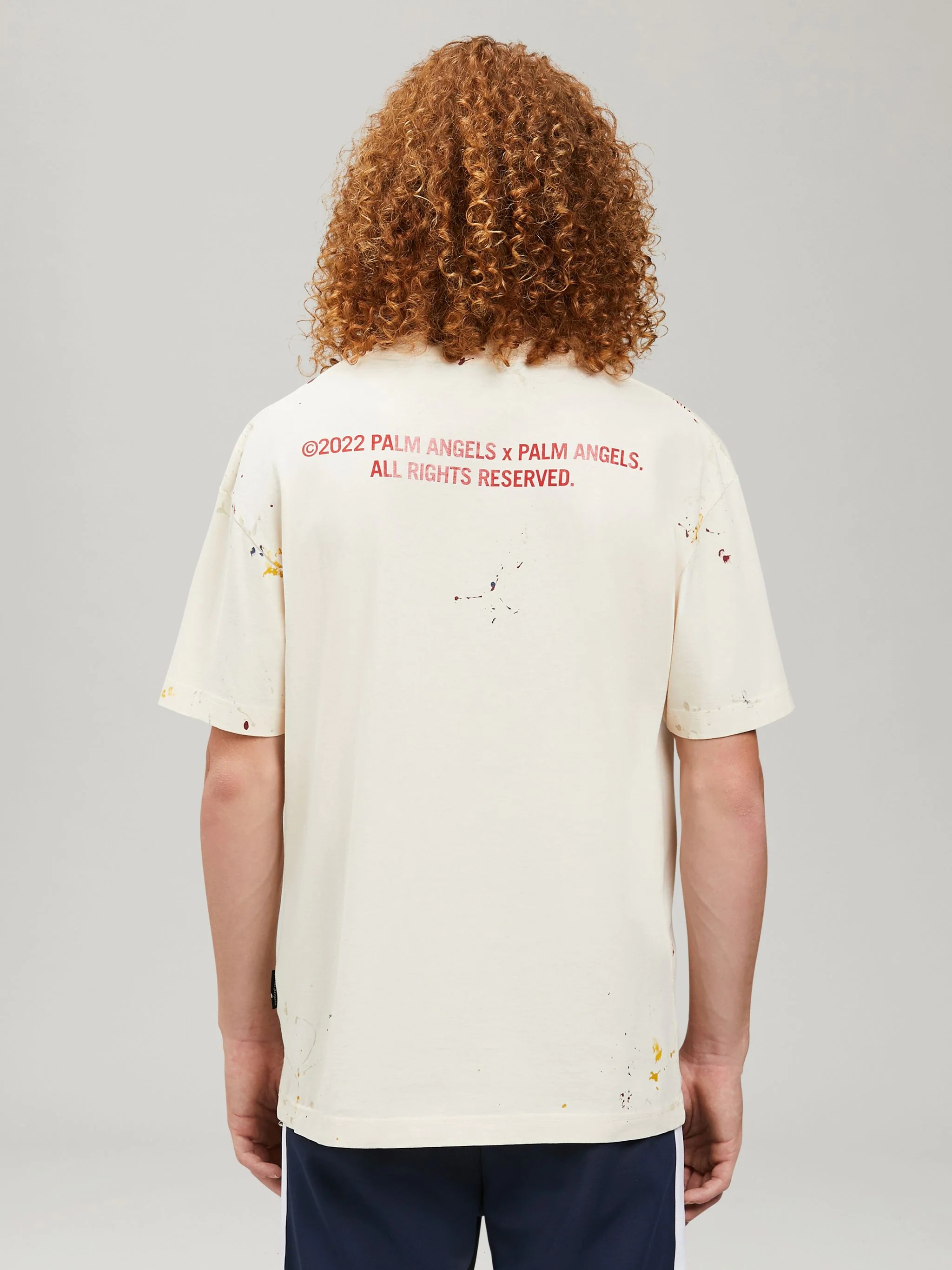 ★韓国の人気★【Palm Angels】★PALM TREE PAINTED Tシャ.ツ★ Palm Angels Palm tree-print Cotton T-shirt | Grey | FARFETCH JO