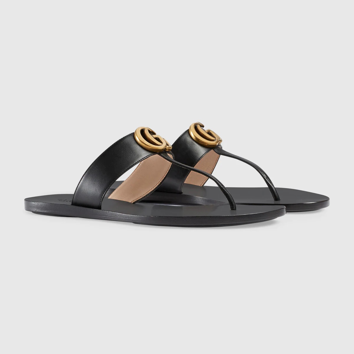 Leather thong sandal with Double G - 2