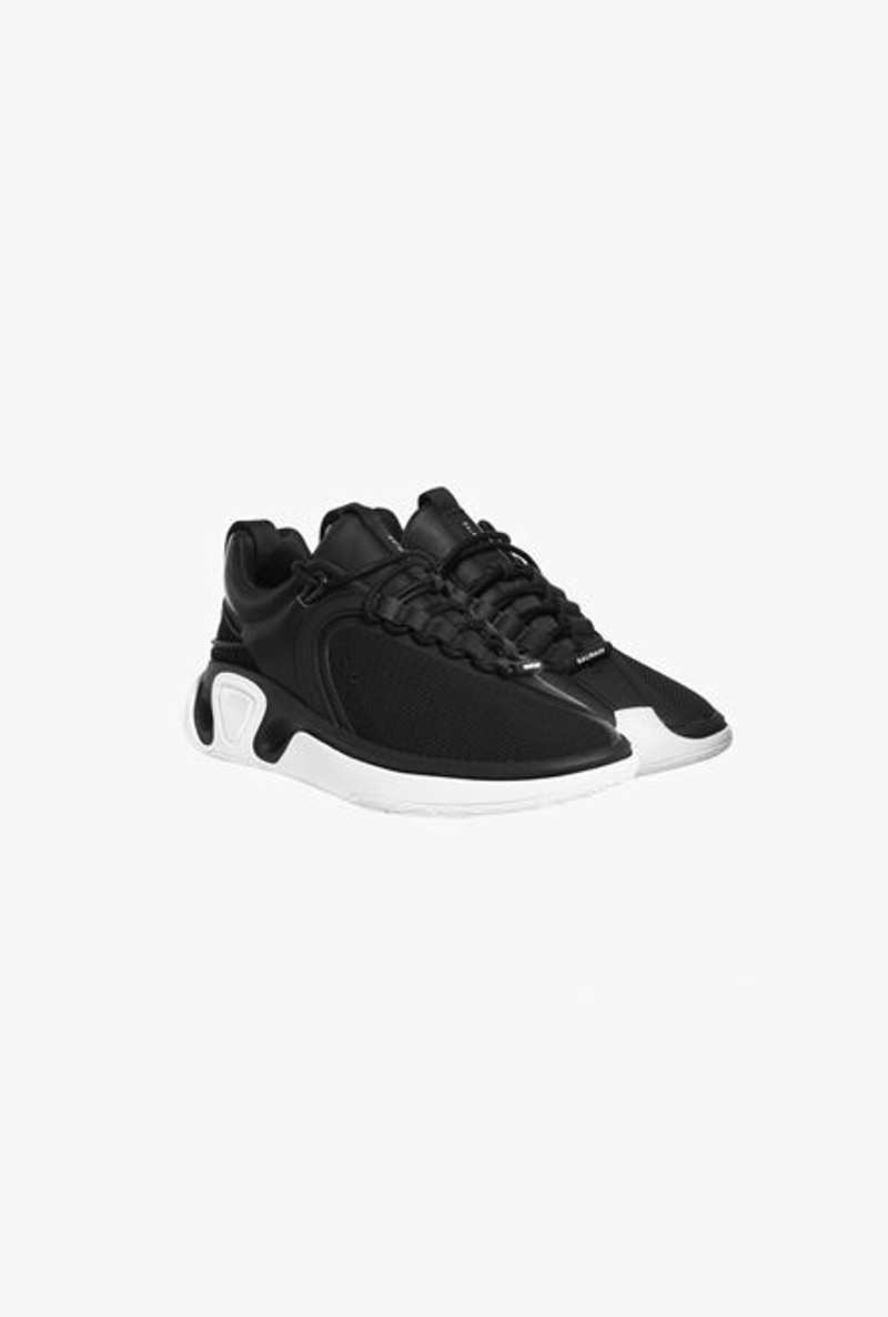 Balmain EXCLUSIVE - Black and white gummy leather and mesh B-Runner sneakers outlook