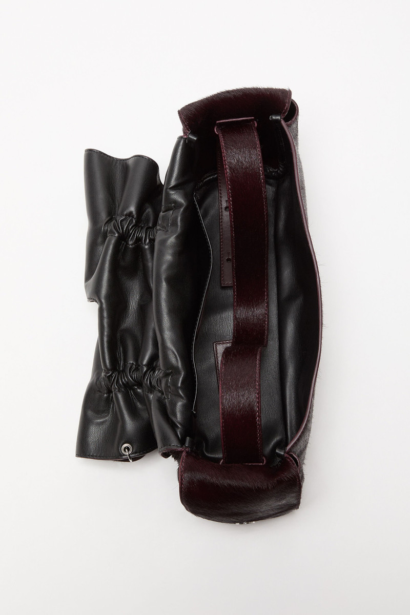 Acne Studios Multipocket furry leather bag - Dark burgundy outlook