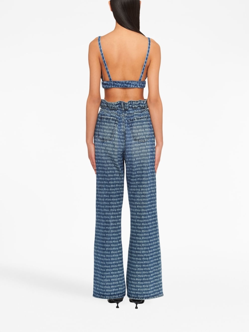 logo-print wide-leg jeans - 4