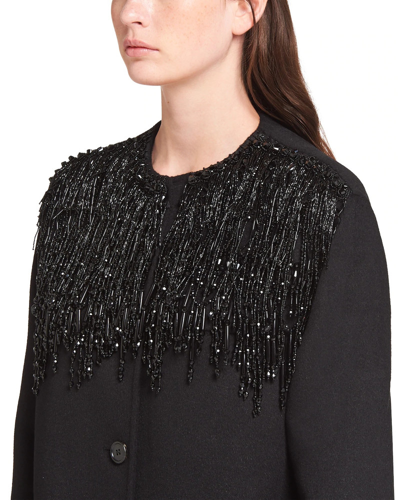 Single-breasted embroidered cashgora coat 5