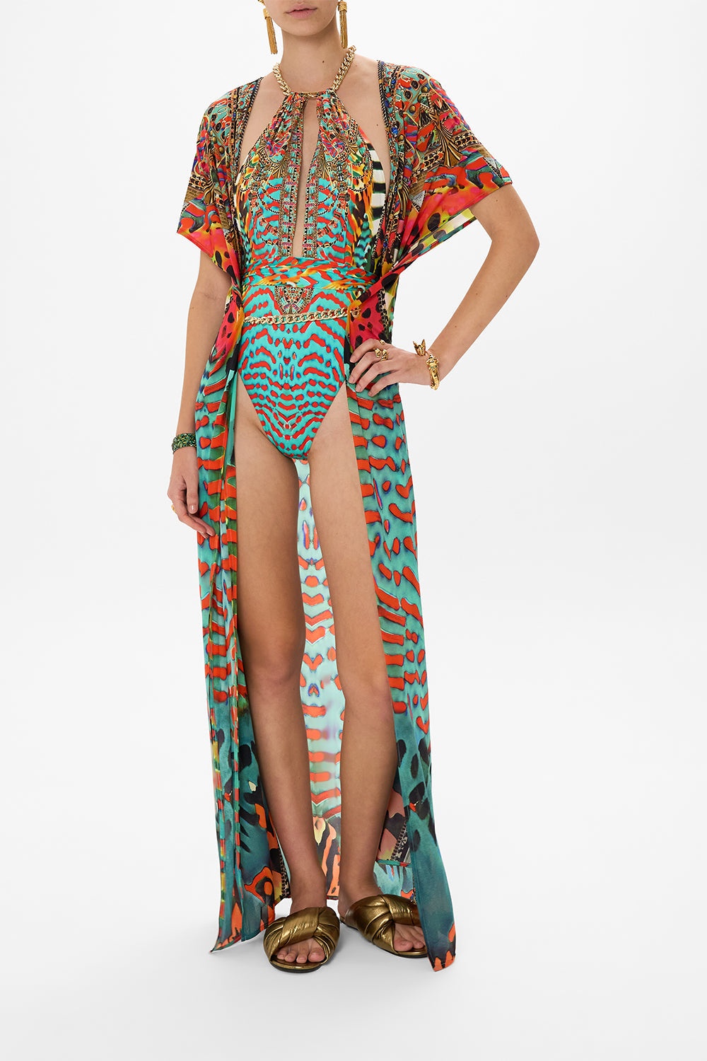 CHAIN NECK PLUNGE ONE PIECE - 6