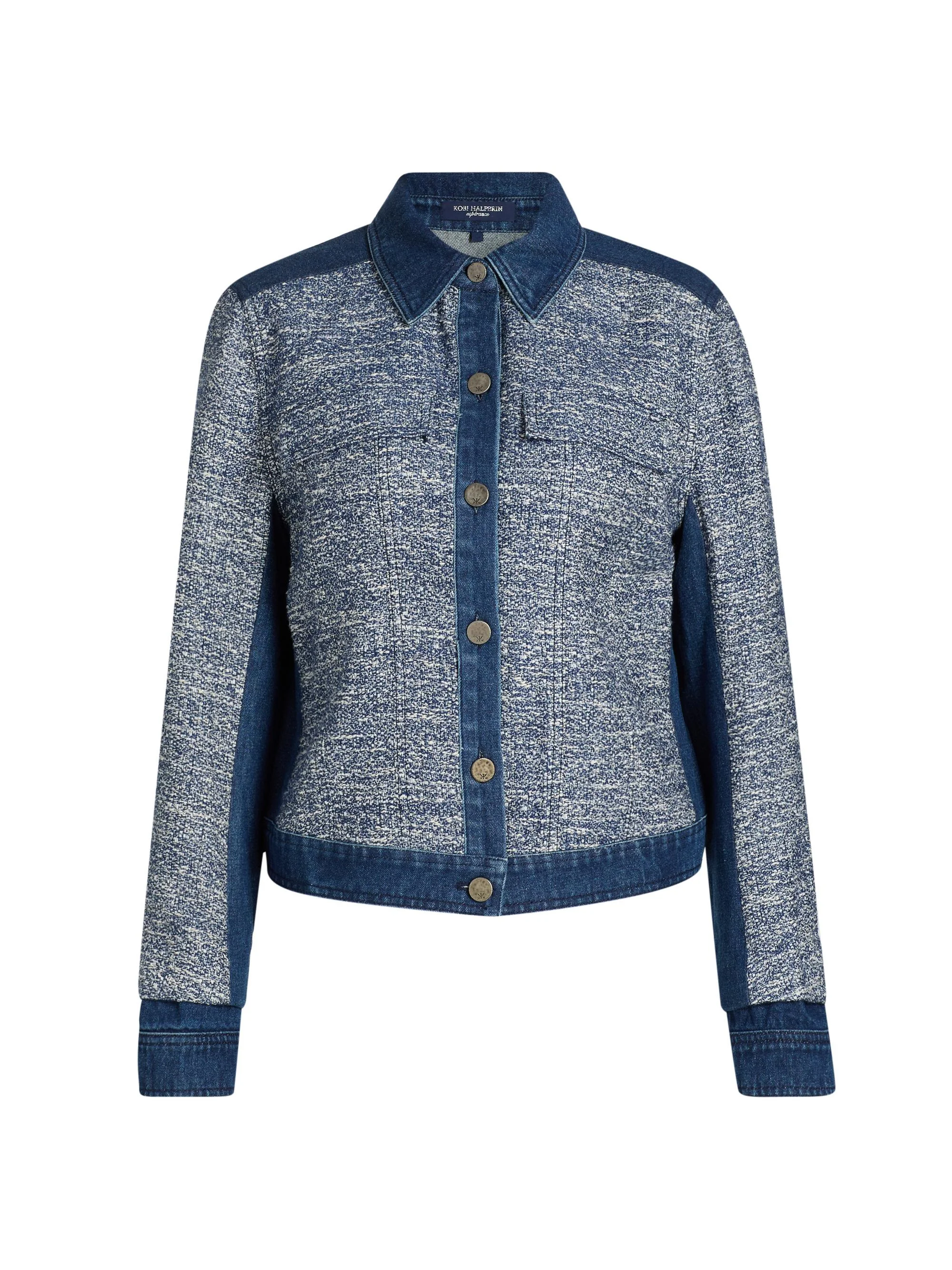 Women's Gracie Textured Denim Jacket - Navy - 1