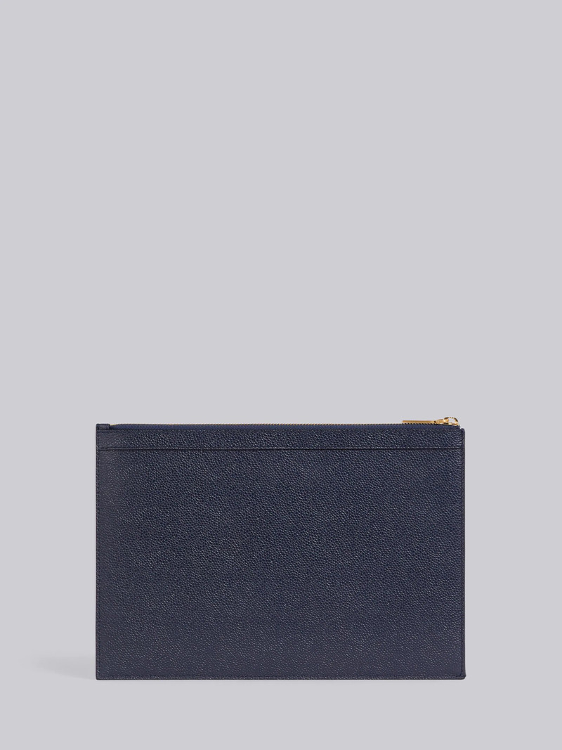 Navy Pebbled Calfskin Turtle Icon Applique Small Gusset Folio 3