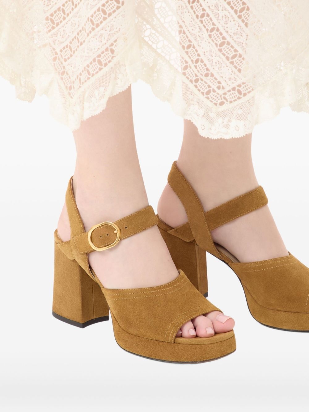 FAWCETTE PLATFORM CRUST LEATHER SANDAL 100MM - 7