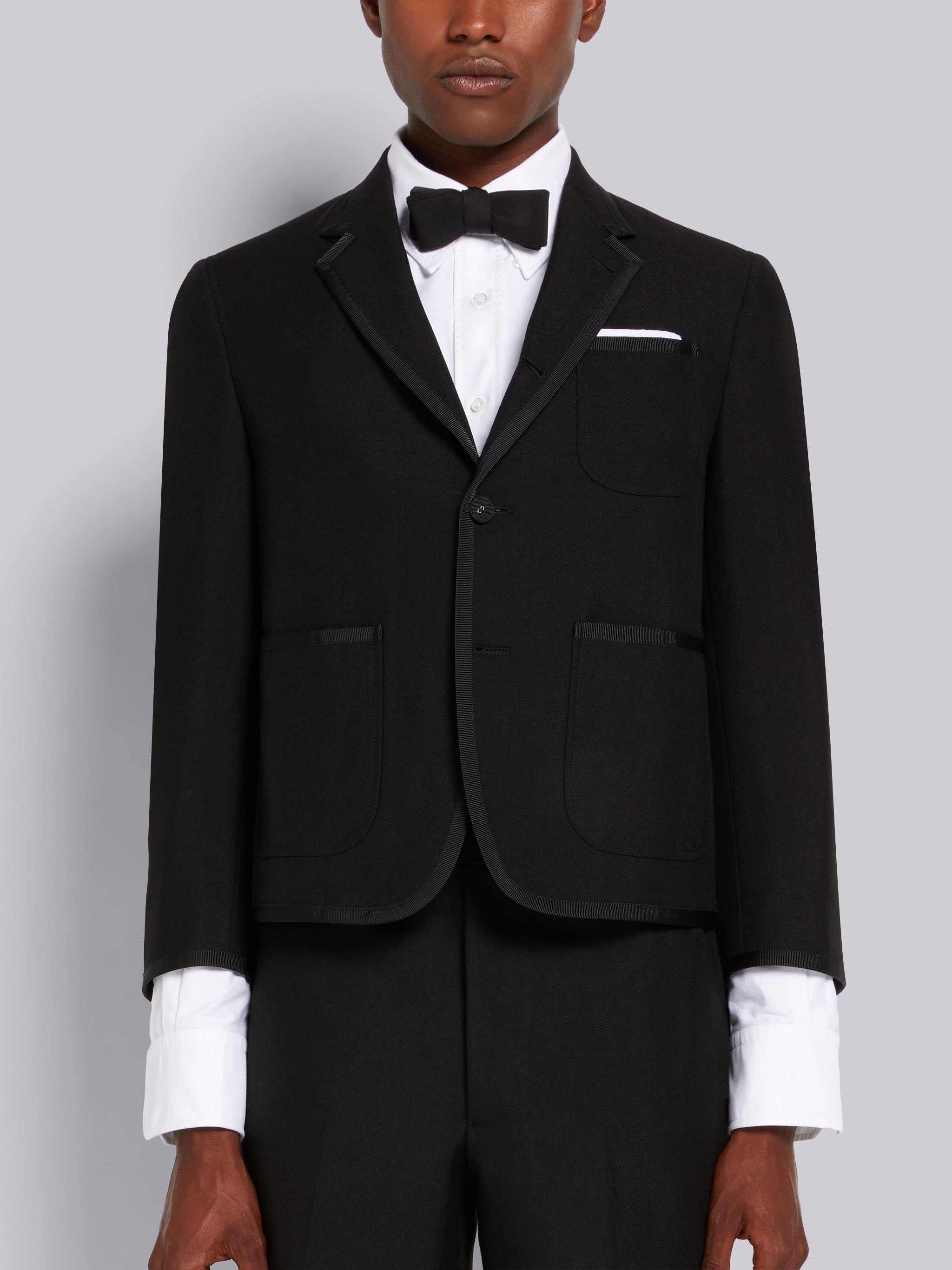 Black 3-Ply Wool Mohair Tipping Shrunken Patch Pocket Overcoat - 1