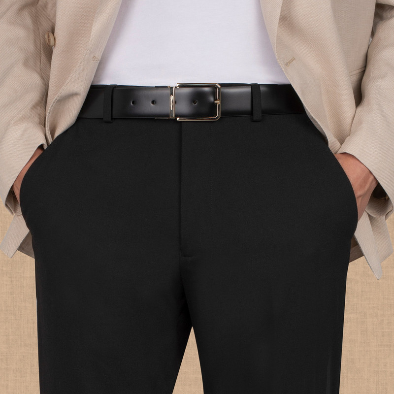 Santoni Reversible and adjustable smooth black and tumbled brown leather belt outlook