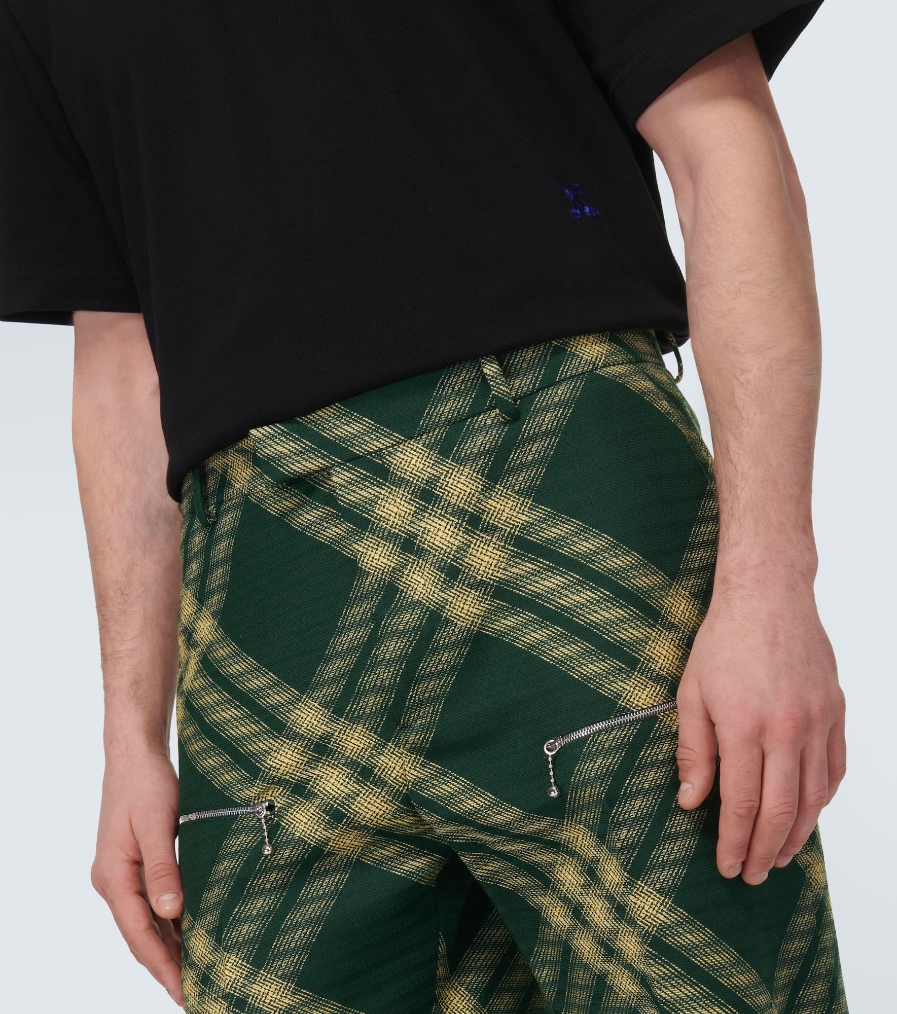 Checked wool twill straight pants - 5
