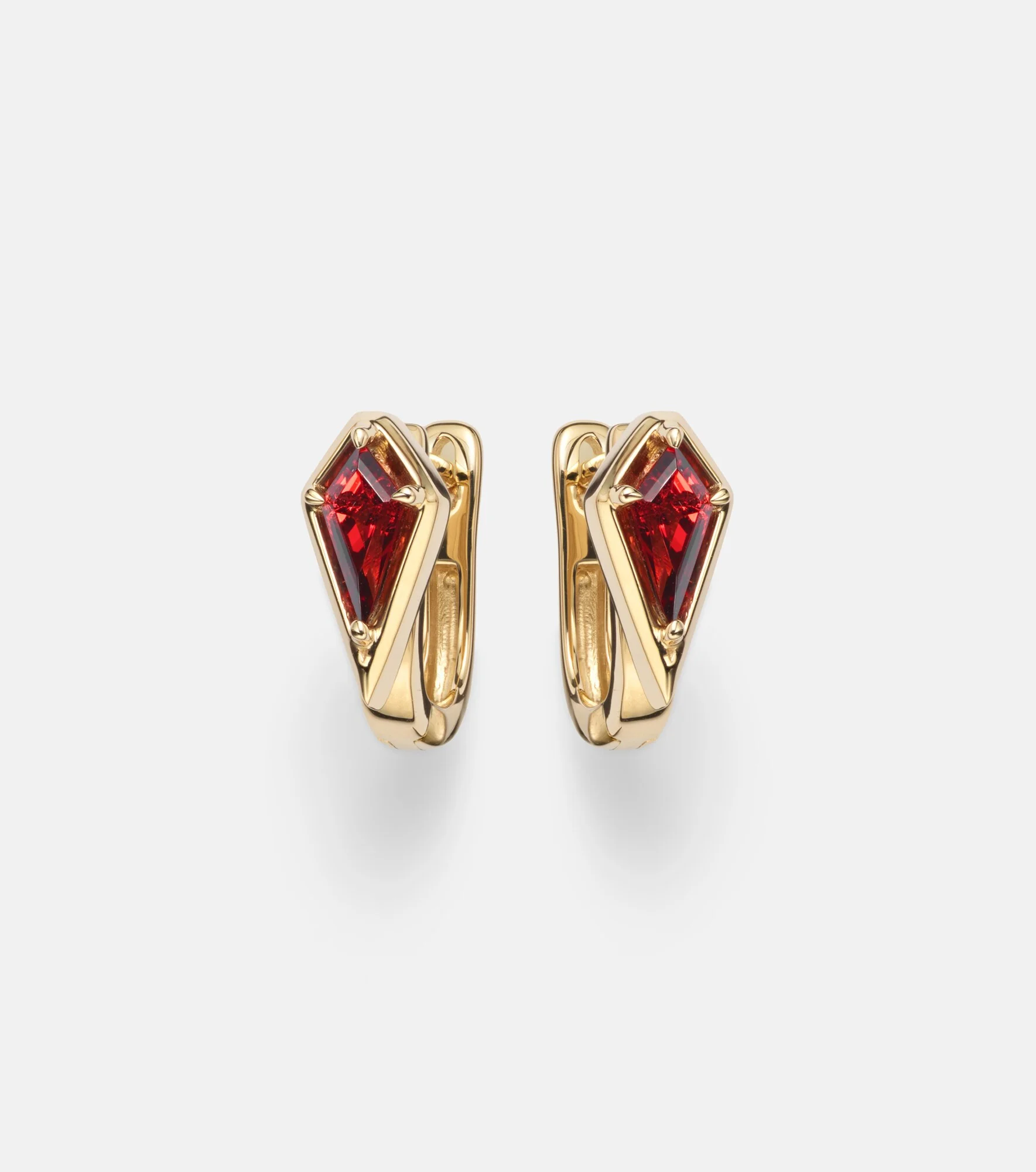 Kite 14kt gold huggie earrings with garnet - 1