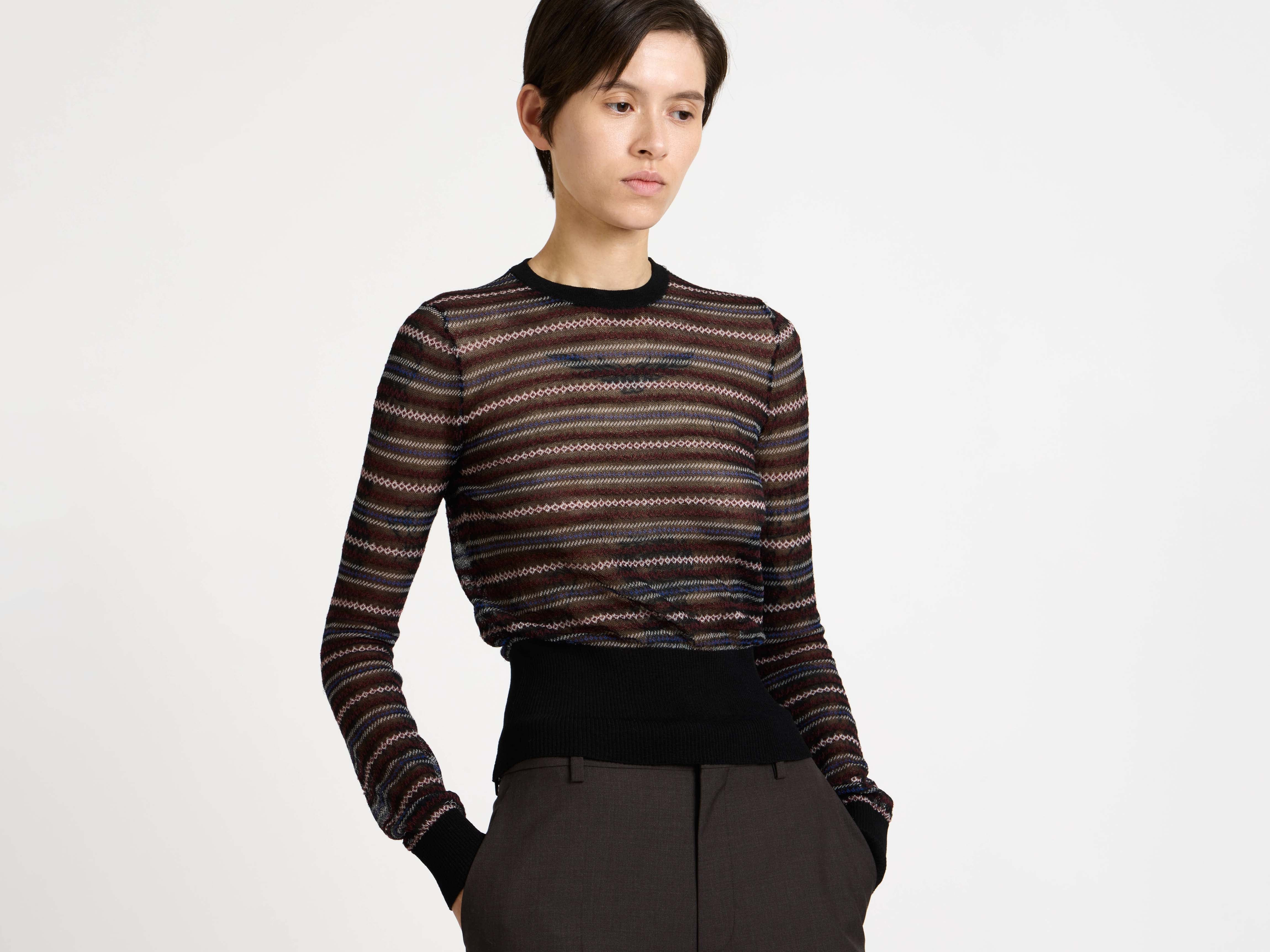 LONG SLEEVE FAIRISLE TOP IN BLACK - 4