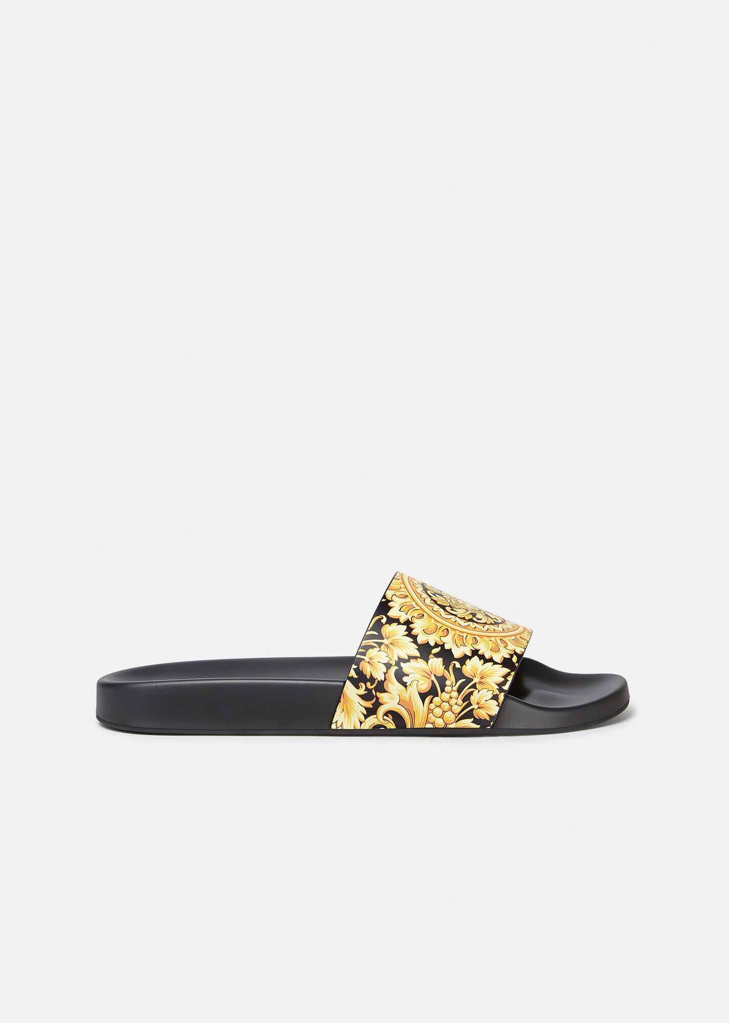 Barocco Print Leather Slides - 1
