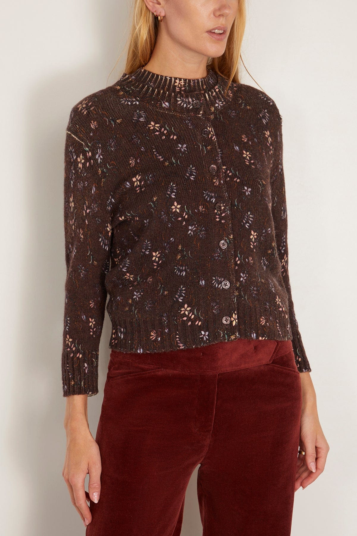 Blossom Statements Cardigan in Winter Blossom Dark Brown - 3