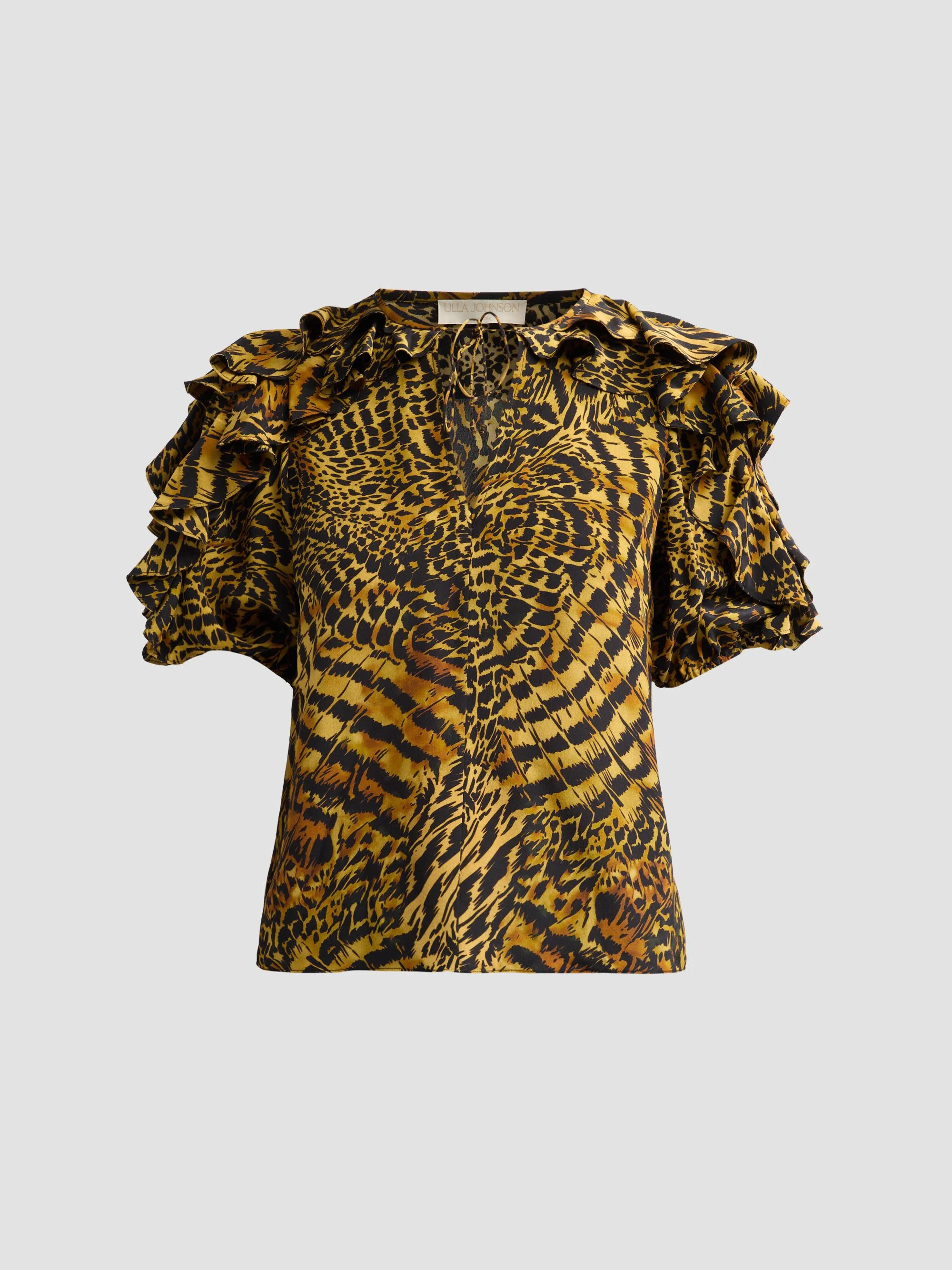 Women's Josephine Animal-Print Silk Top - Wren - 1