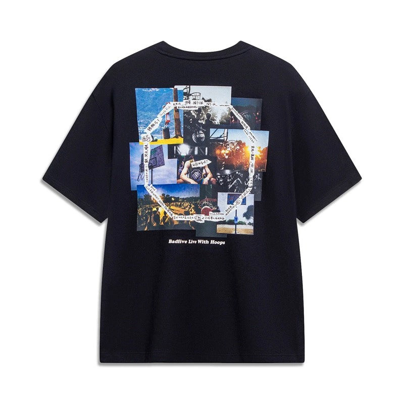 Li-Ning Li-Ning BadFive Live With Hoops Graphic T-shirt 'Black' AHST281-2 outlook