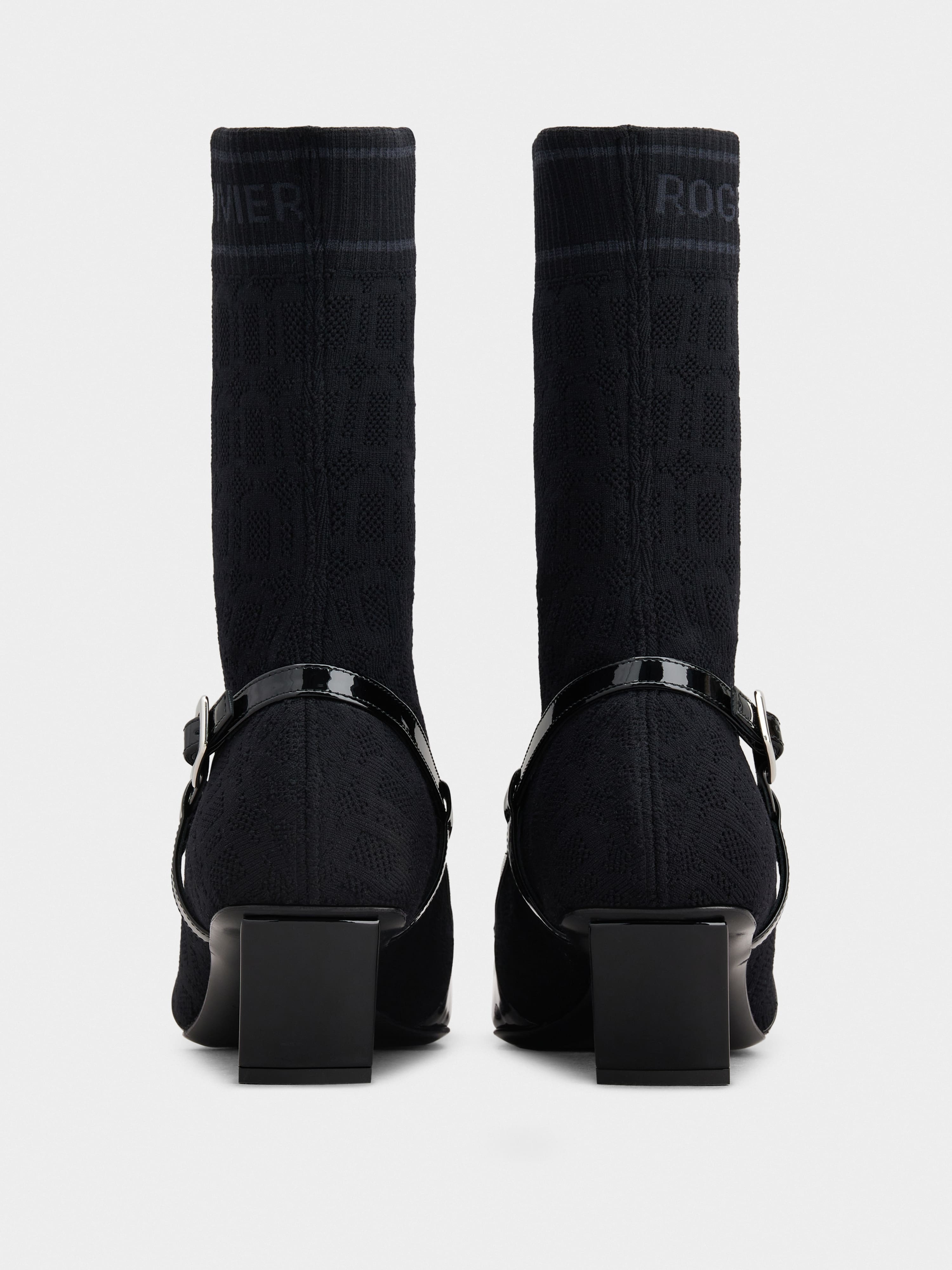 Belle Vivier Sock Lacquered Buckle Ankle Boots in Patent Leather - 5