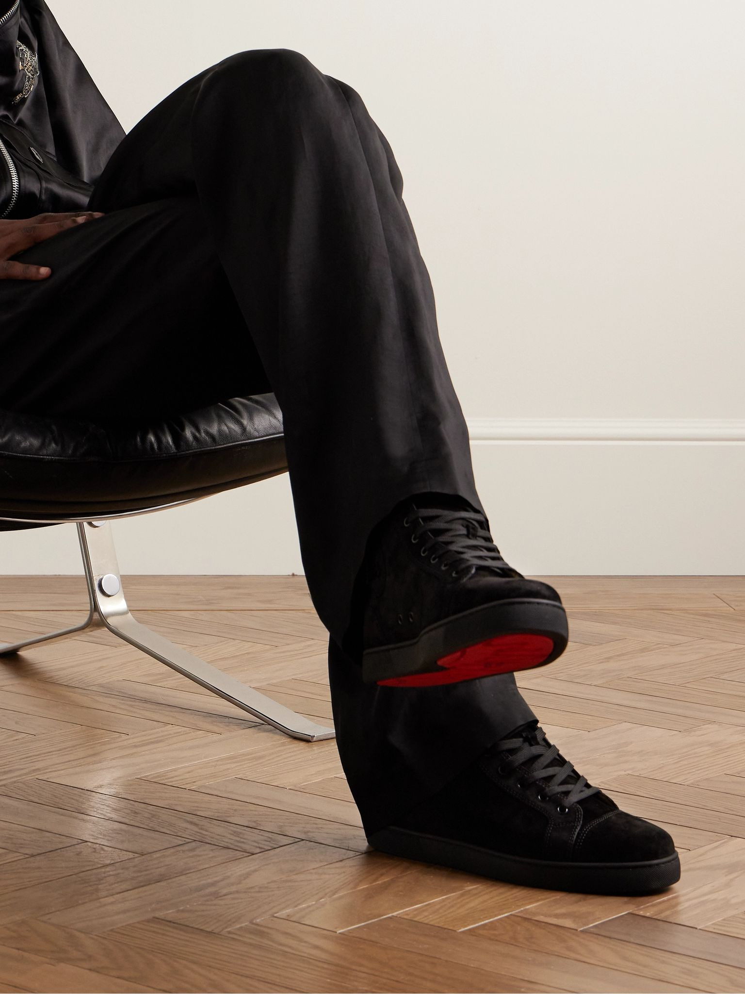 Louis Logo-Embellished Suede High-Top Sneakers Black - 2