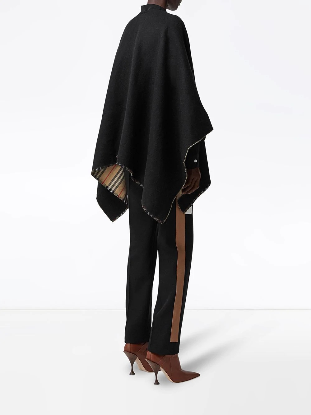 Icon stripe detail wool cape - 4