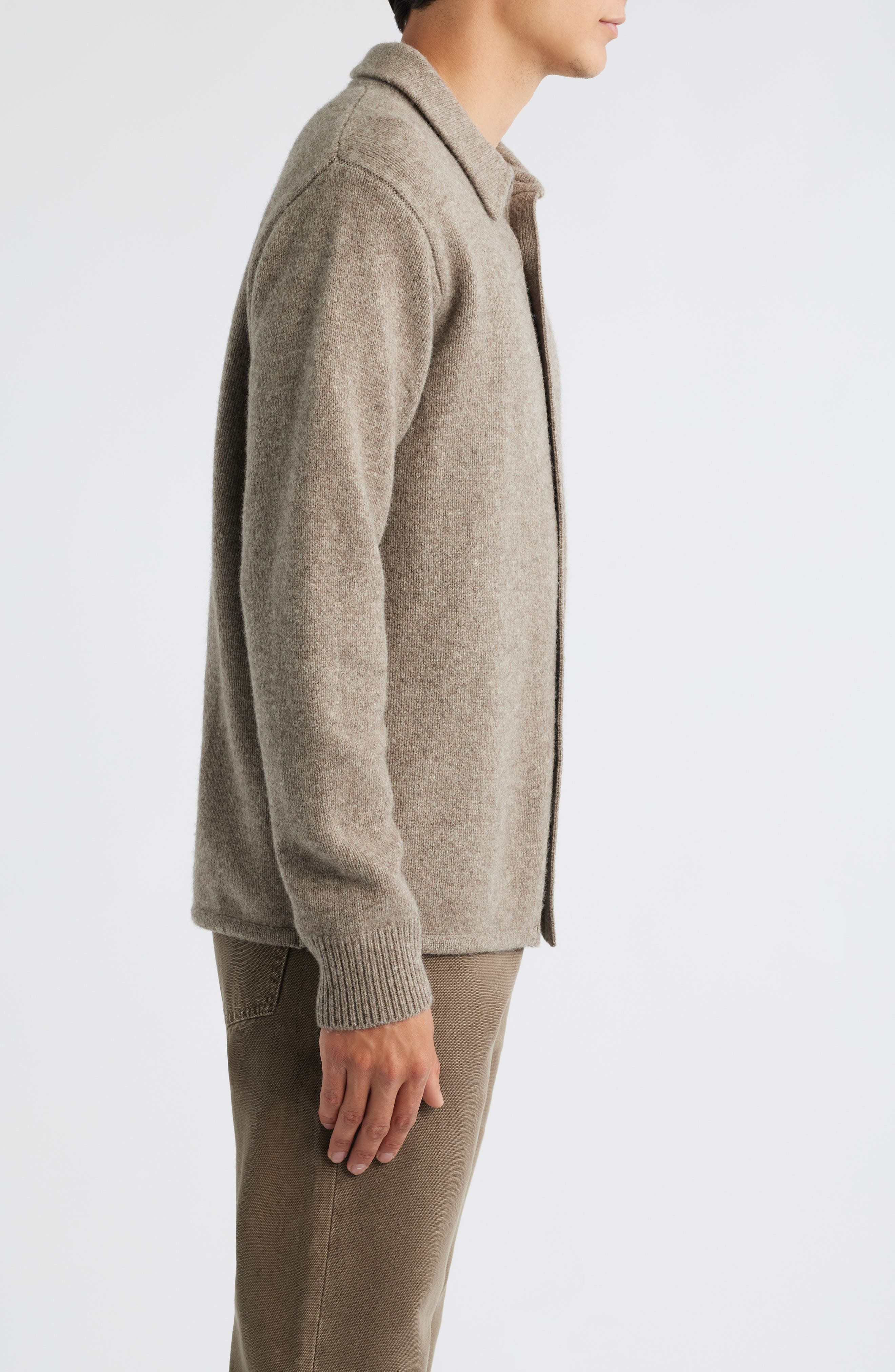 FRAME Yak Hair & Merino Wool Sweater Shirt in Dark Taupe at Nordstrom - 3