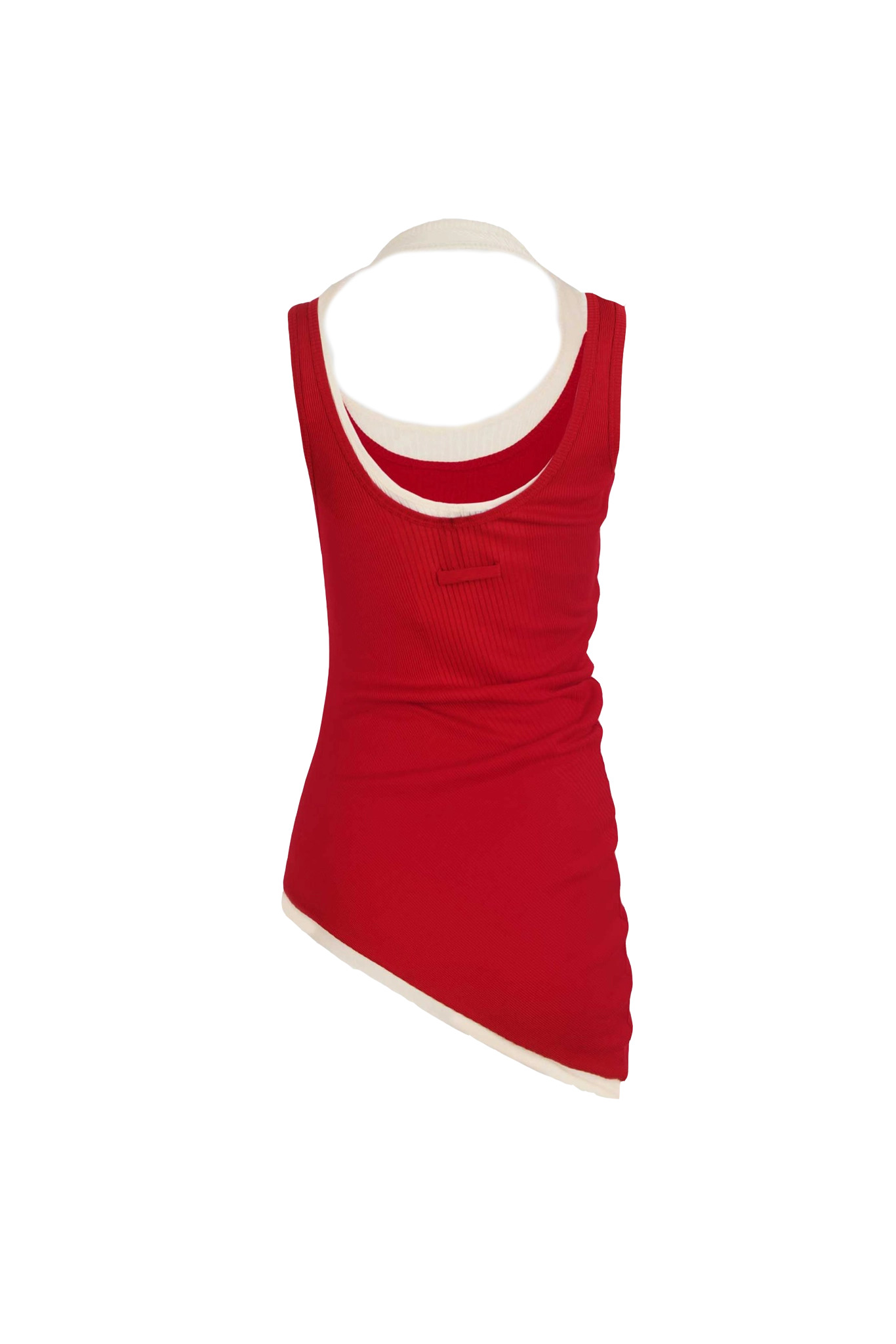 Jean Paul Gaultier "The Draped Double" Layer Tank Top Red - 2