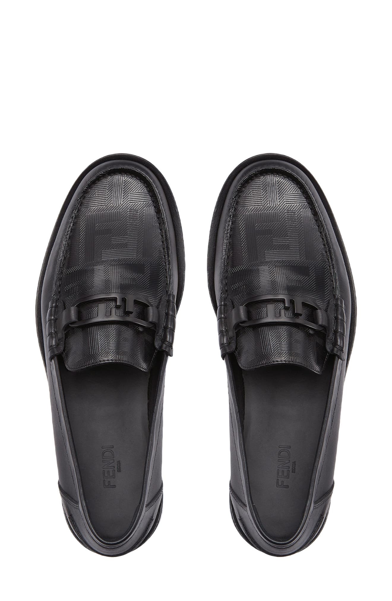 Fendi O'Lock FF Embossed Vamp Loafer in Nero/Nero at Nordstrom - 3