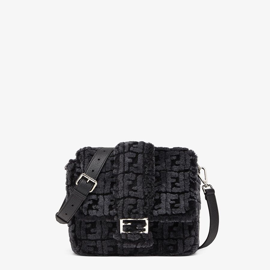 Black and gray shearling bag - 1