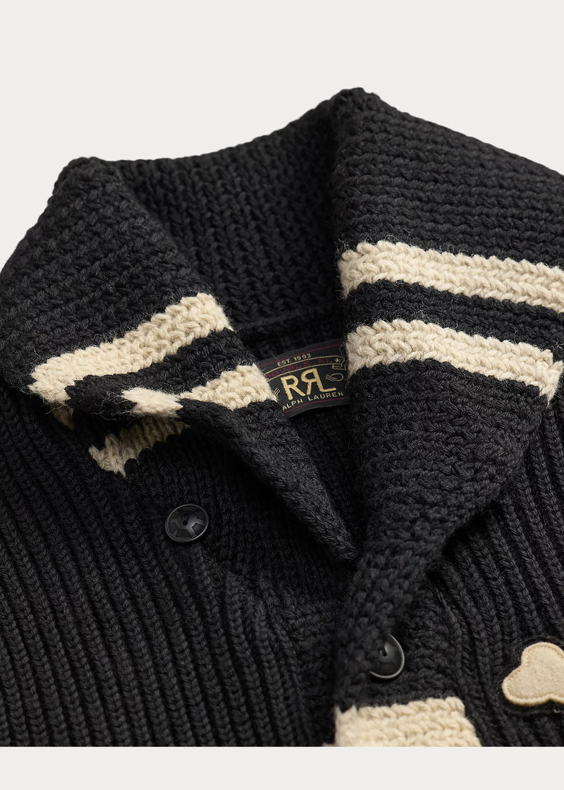 Skull-Patch Wool Shawl Cardigan 3