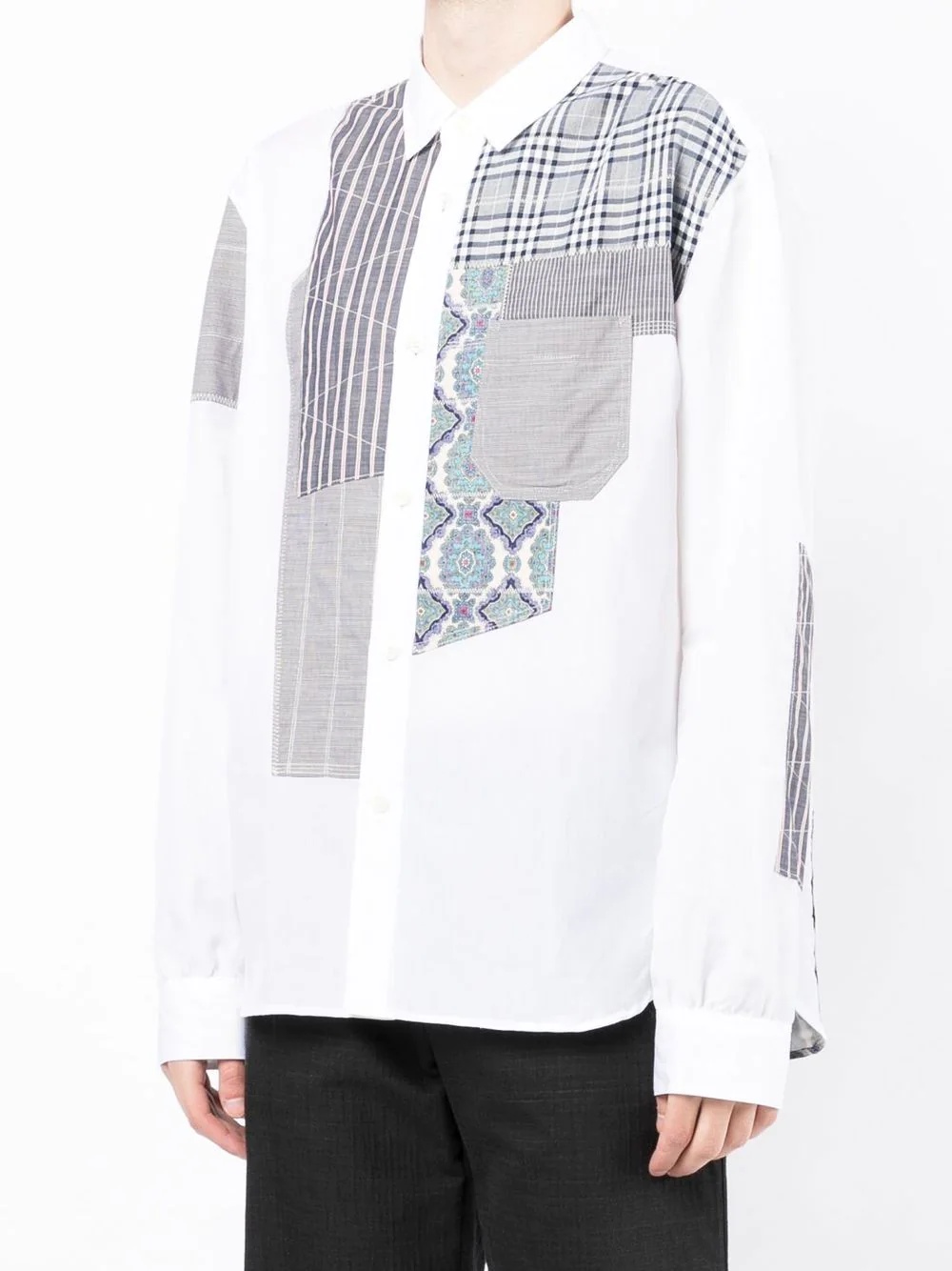 patchwork long-sleeve shirt - 3