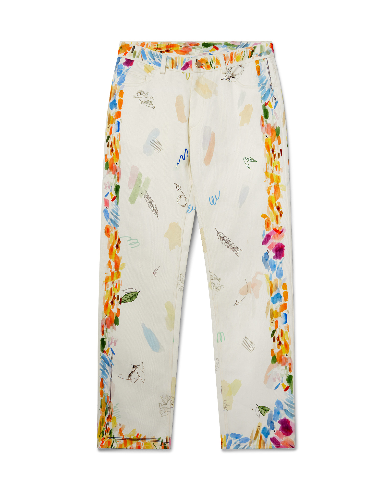 Work In Progress Printed Straight Leg Jeans - 1