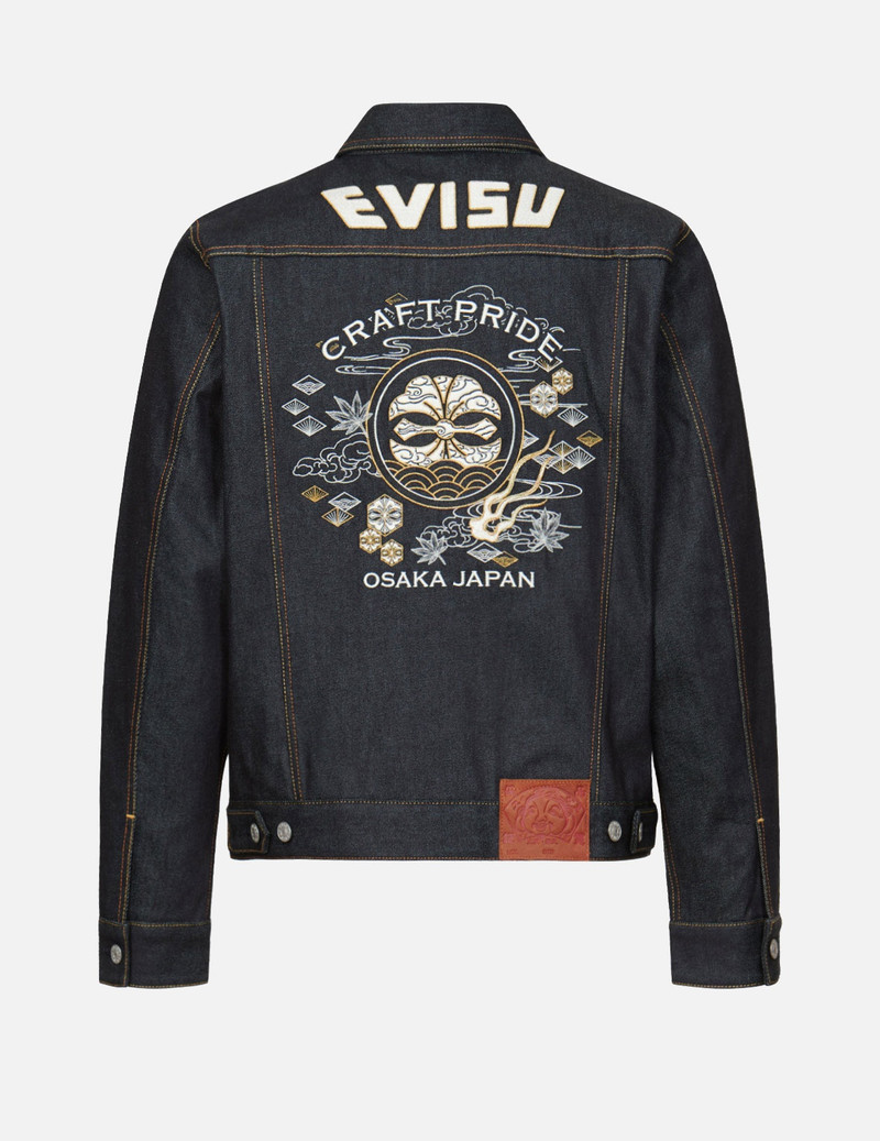 EVISU KAMON AND JAPANESE PATTERN EMBROIDERED DENIM JACKET outlook