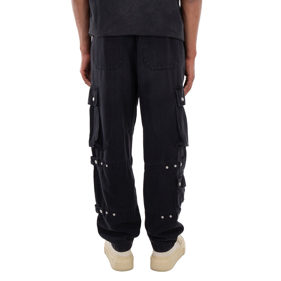 Isabel Marant Men's Black Logo-Patch Cargo Jeans - 6