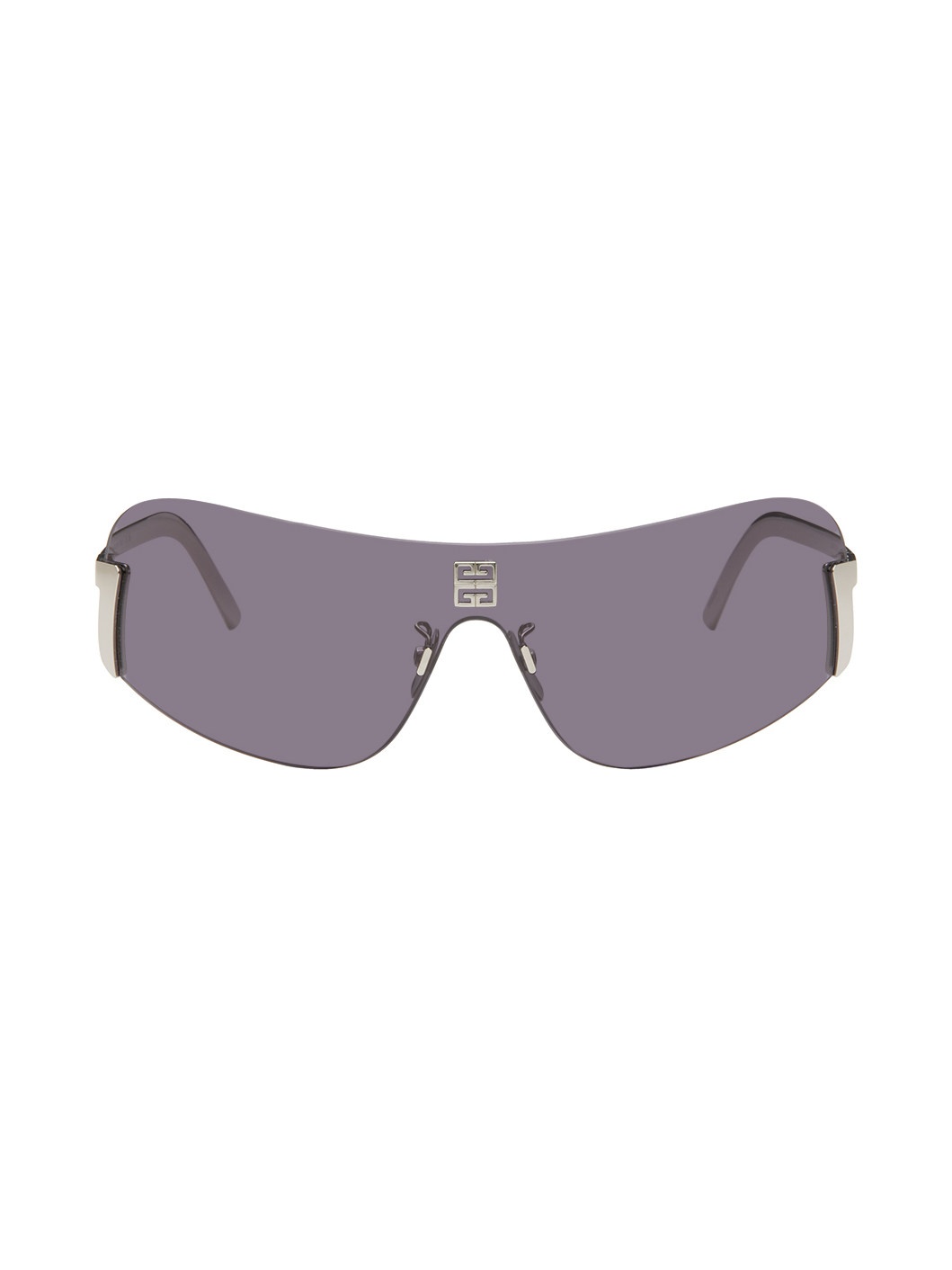 Silver Rimless Thin Mask Sunglasses - 1