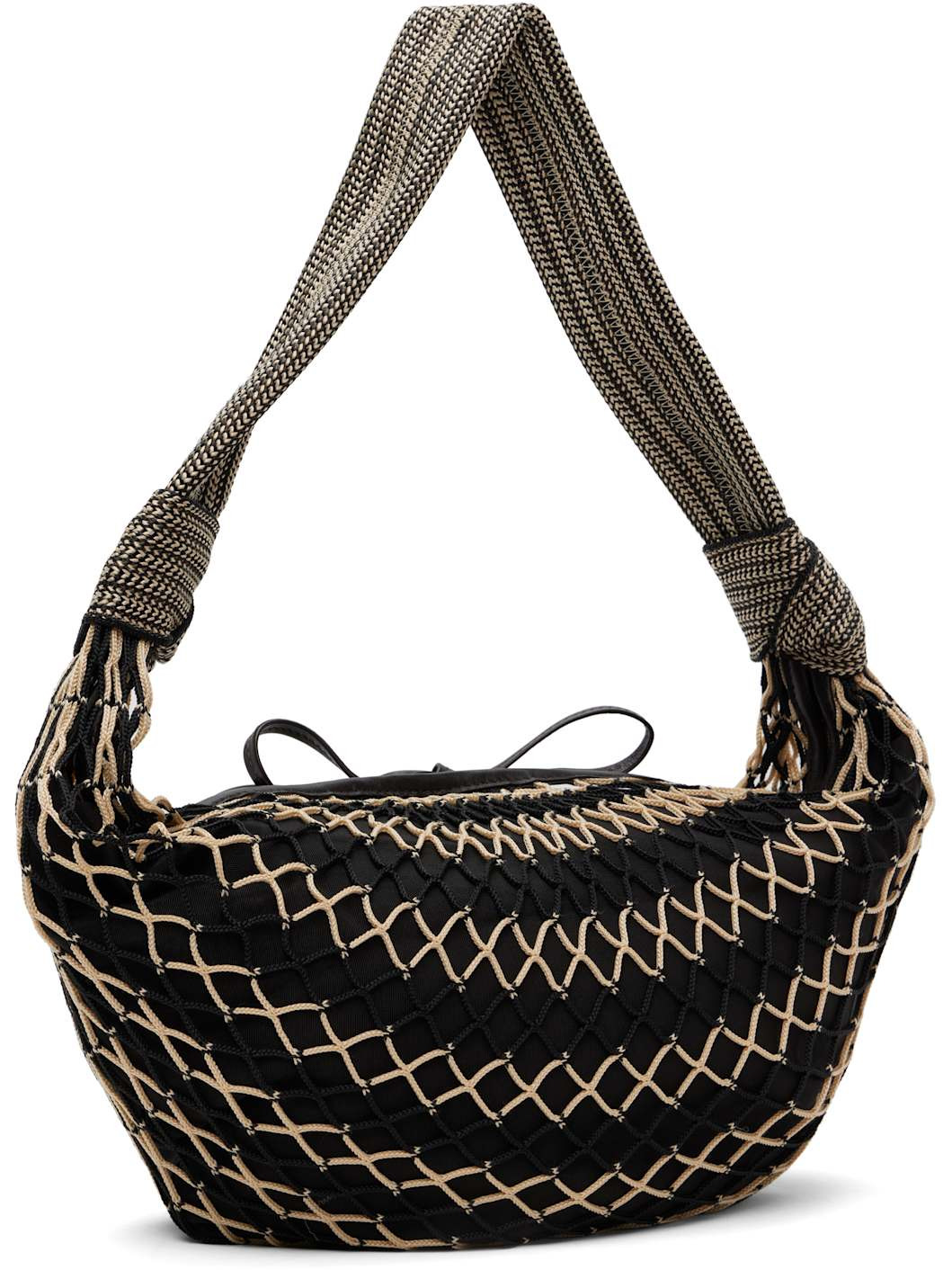 Black & Beige Fortune Croissant Filt Bag - 3