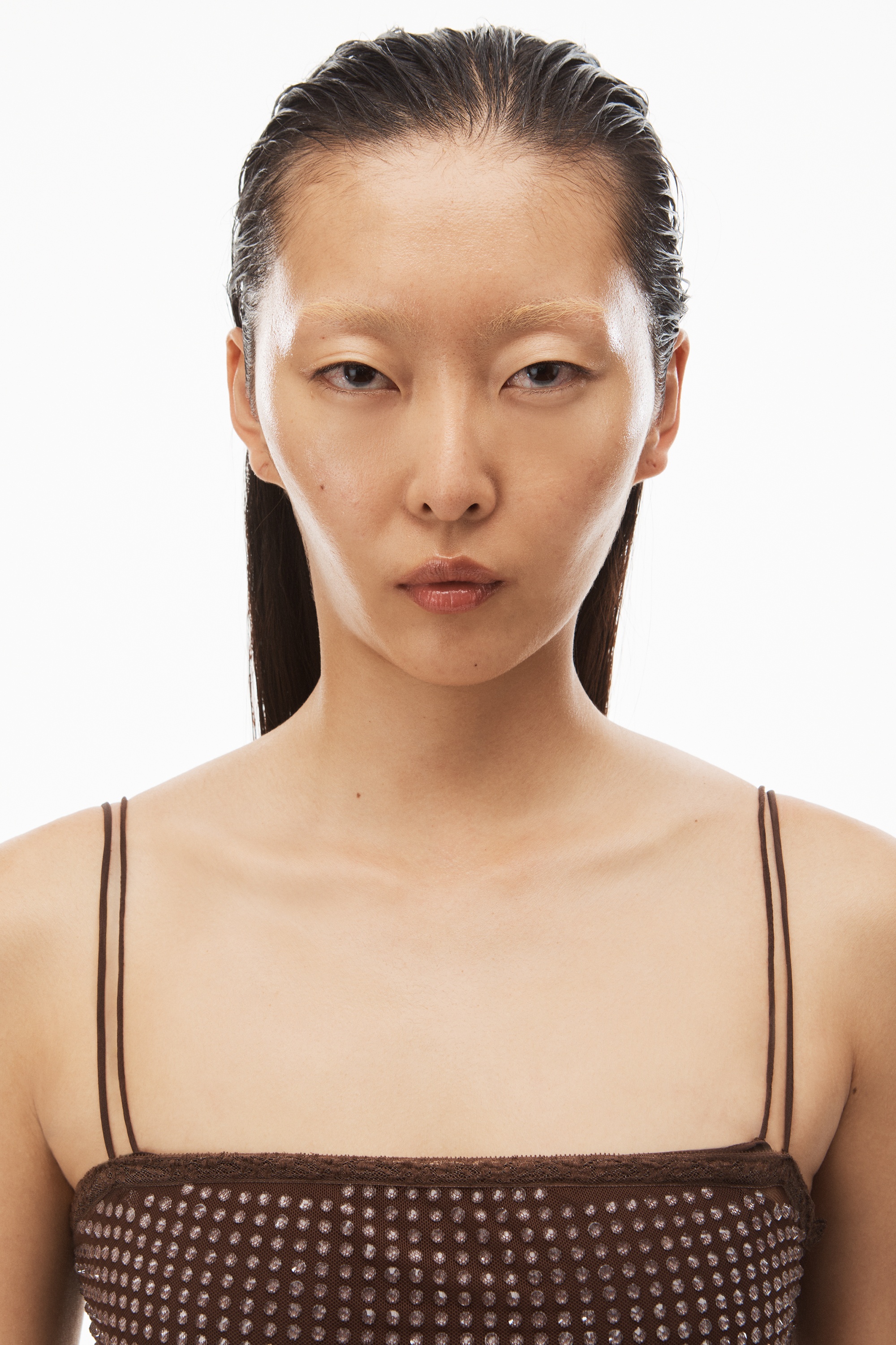 CLEAR HOTFIX SLIP DRESS IN LIGHT MESH - 5
