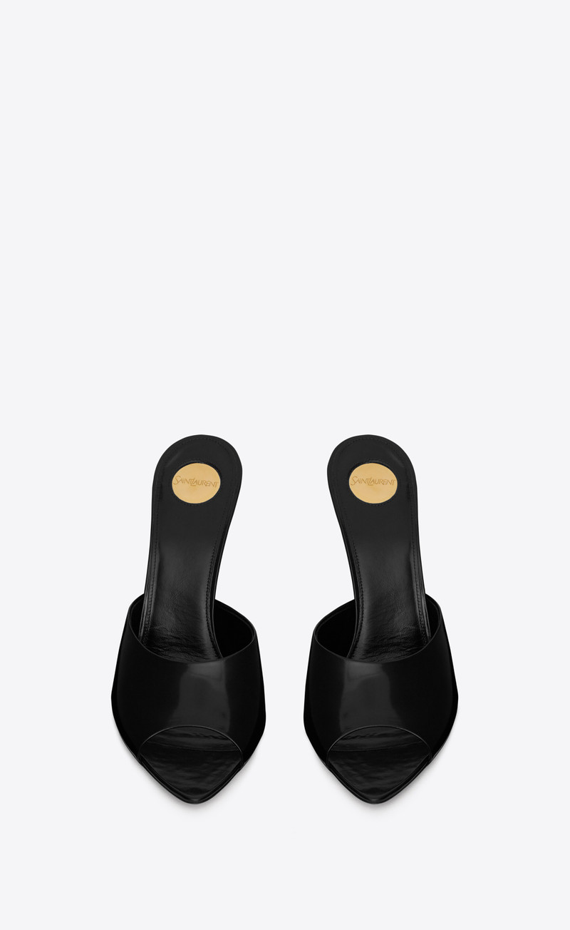SAINT LAURENT goldie mules in glazed leather outlook