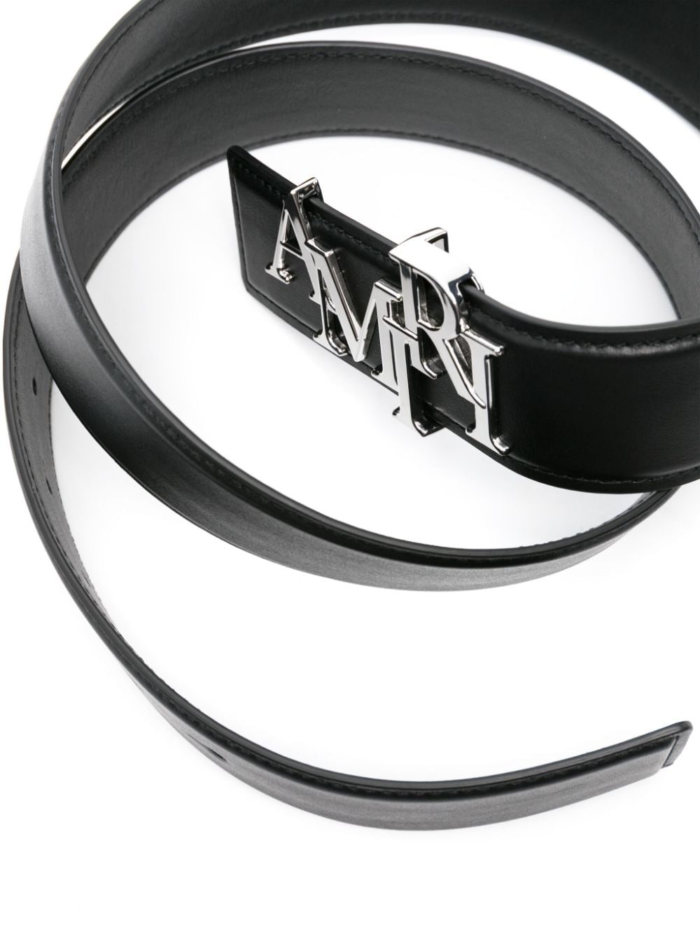 Staggered logo-buckle leather belt - 2
