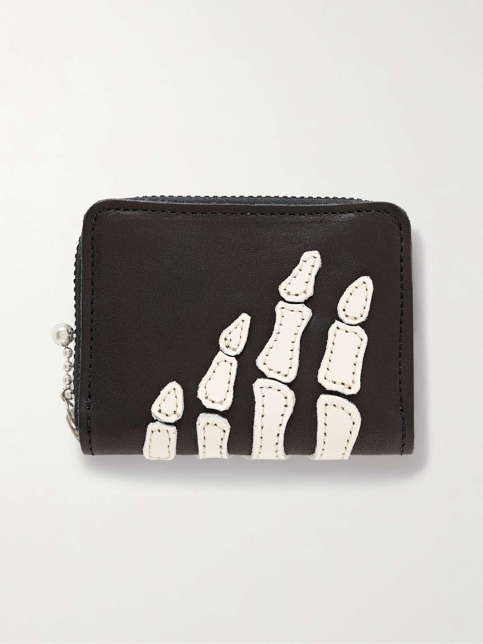 Thumbs-Up Mini Appliquéd Leather Zip-Around Wallet - 1