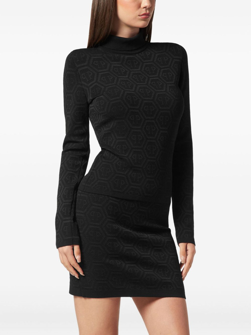 PHILIPP PLEIN logo-pattern turtleneck sweater outlook