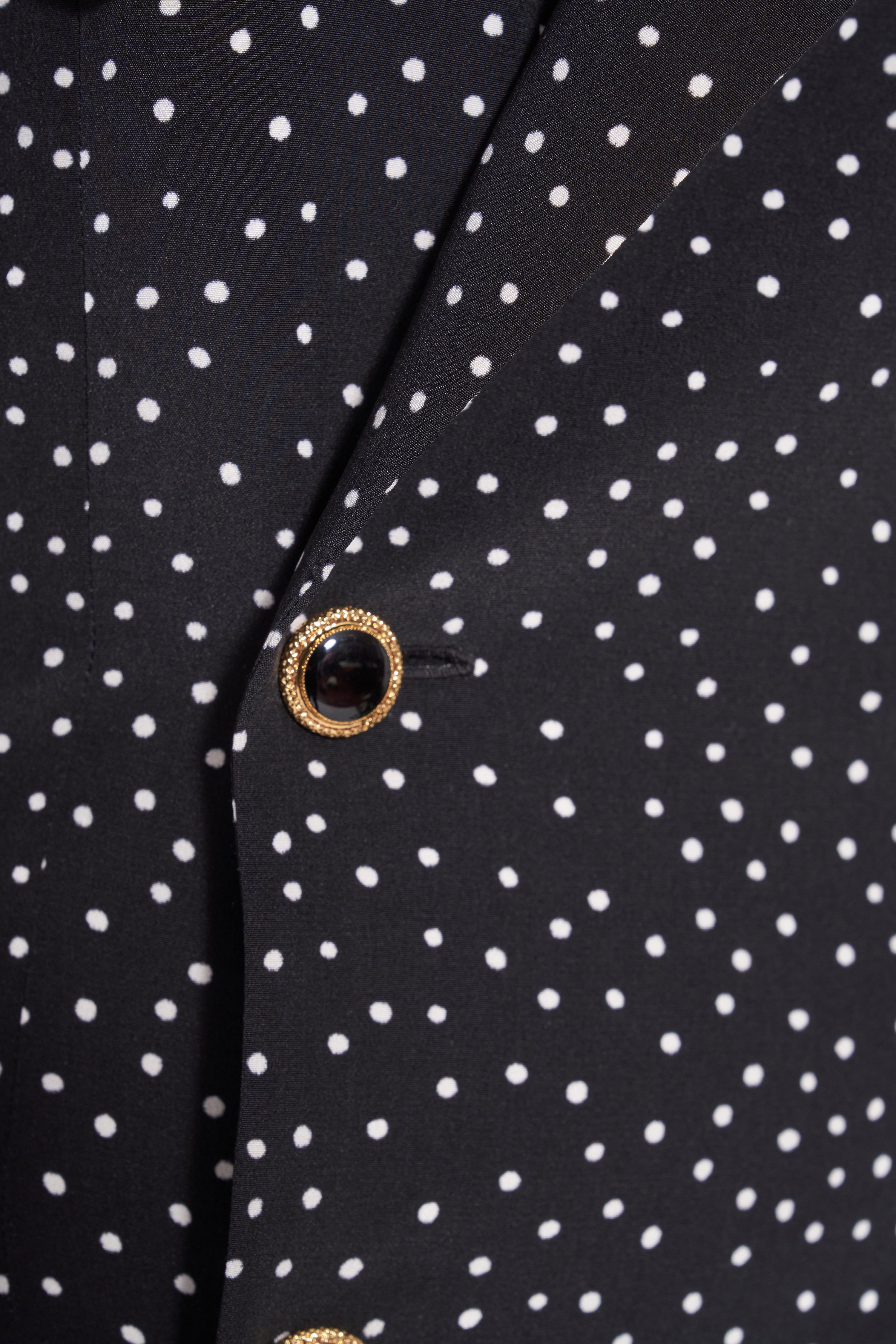 POLKA DOT SILK DOUBLE BREASTED DRESS - 3
