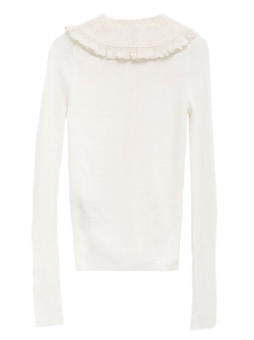 lace-collar long-sleeve shirt - 2