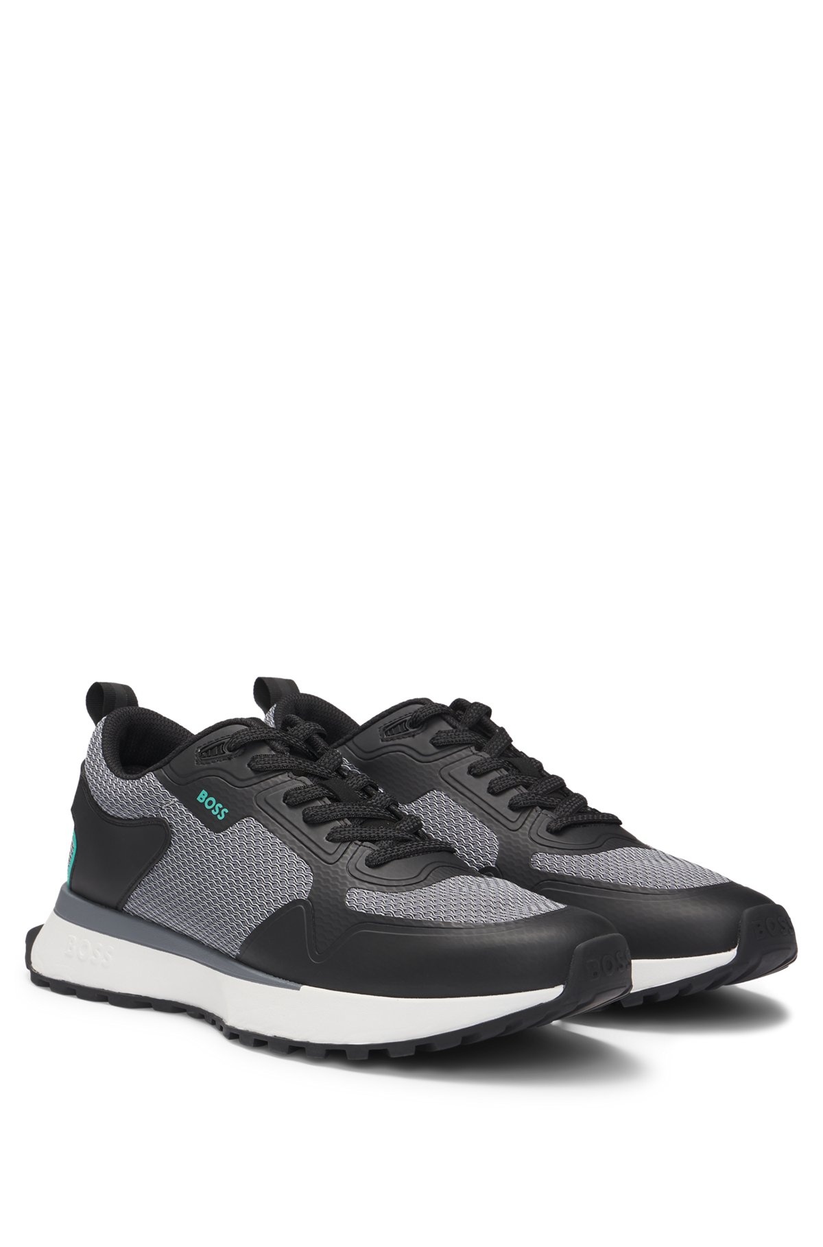 MIXED-MATERIAL TRAINERS WITH MESH DETAILS AND BRANDING - 2