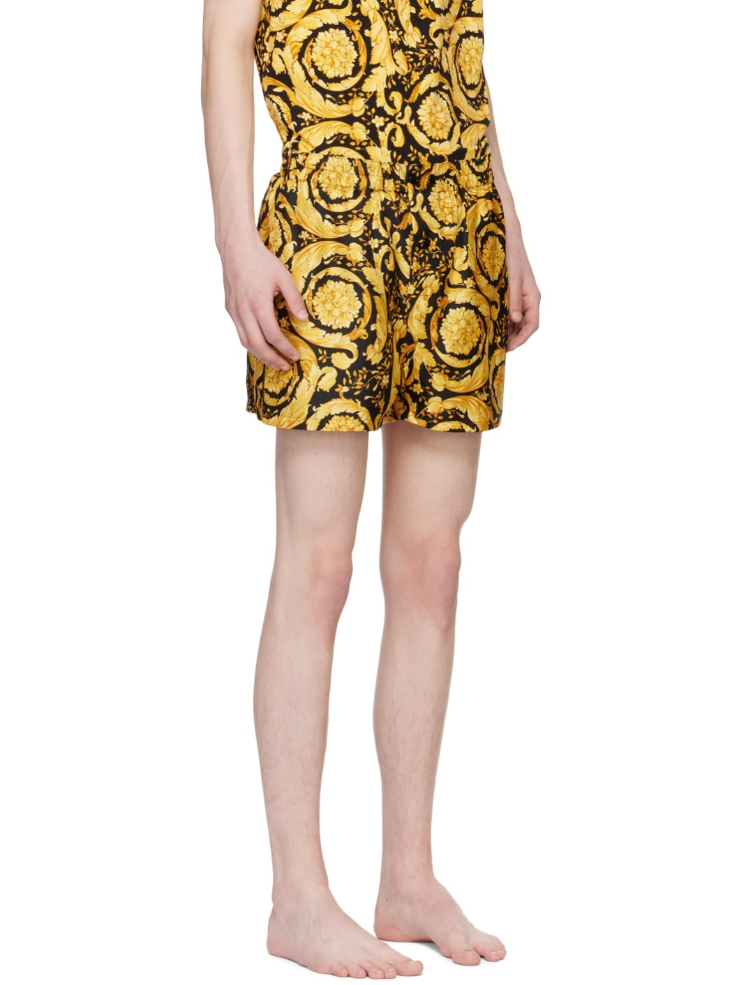 Black & Yellow Barocco Pyjama Shorts - 2