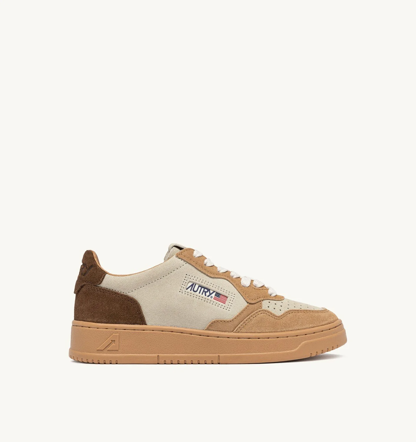 MEDALIST LOW TRICOLOR SNEAKERS IN TUNDRA EGG AND PEANUT SUEDE - 1