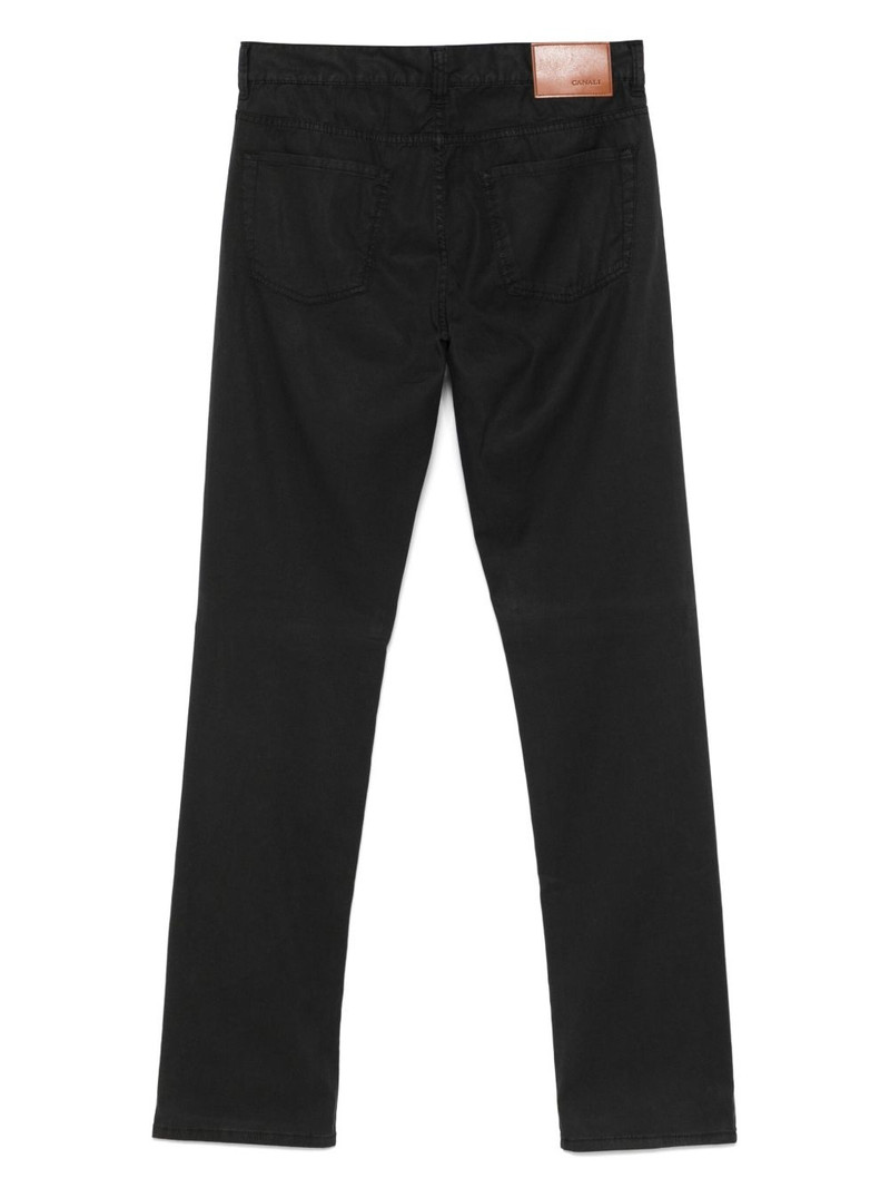 Canali logo-patch trousers outlook