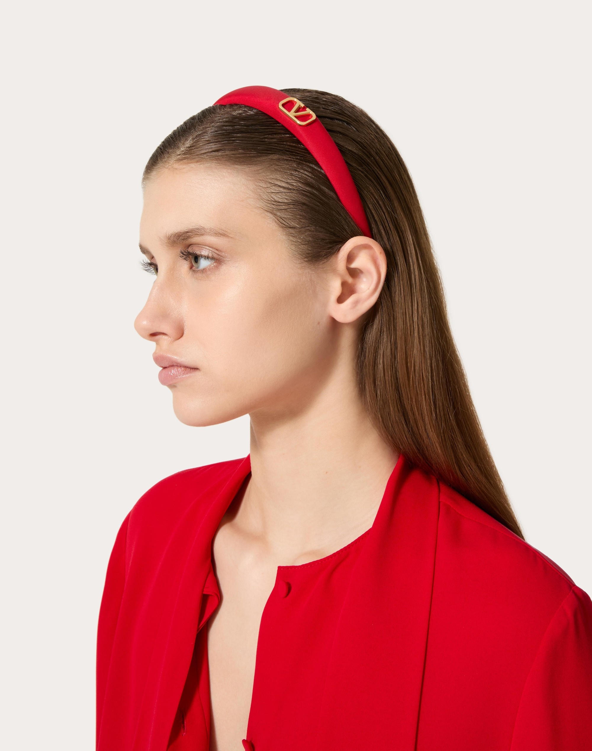 VLOGO SIGNATURE SILK HEADBAND WITH METAL VLOGO SIGNATURE APPLIQUE' - 5
