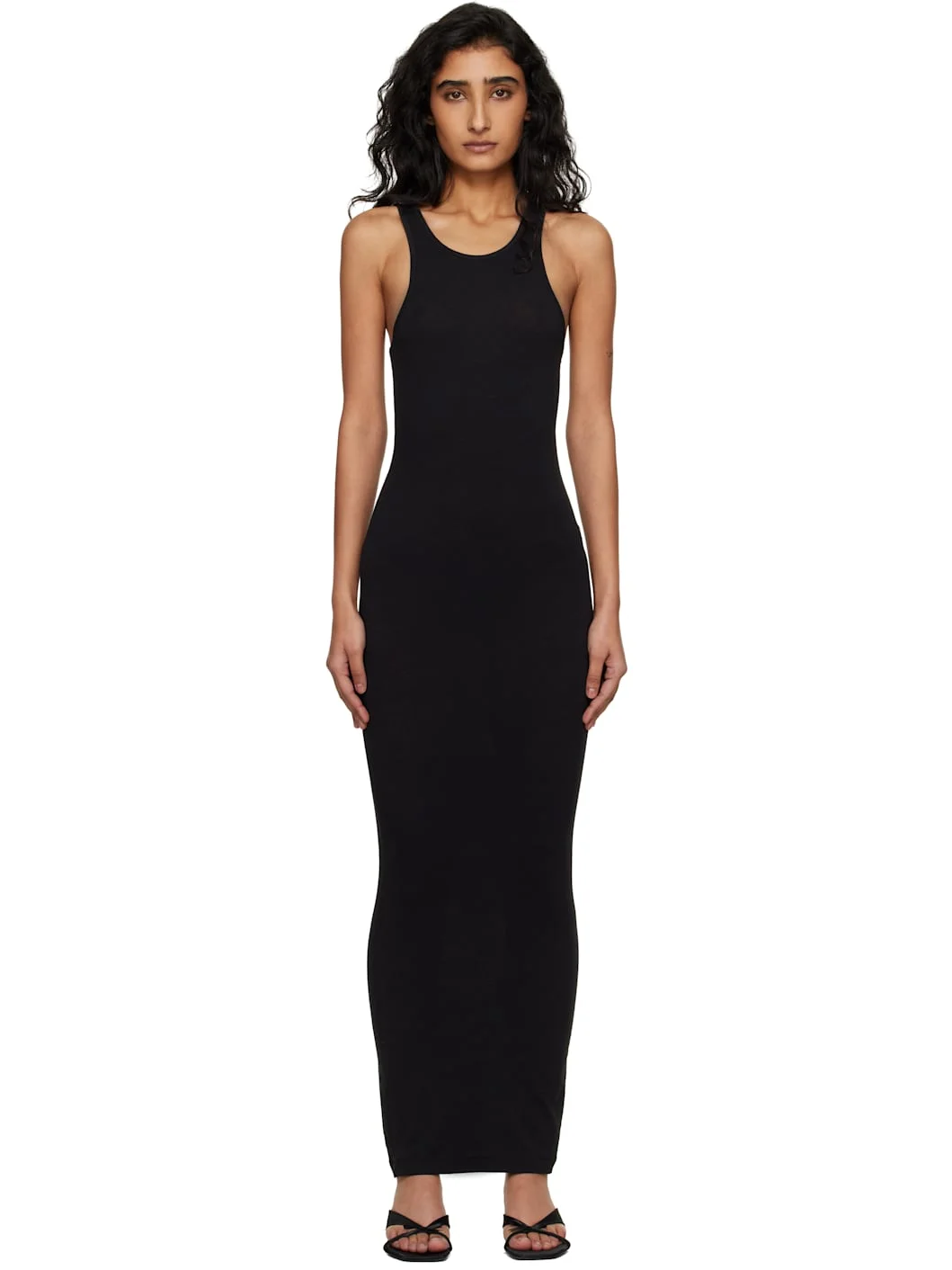 Black Muscle Tank Midi Dress - 1