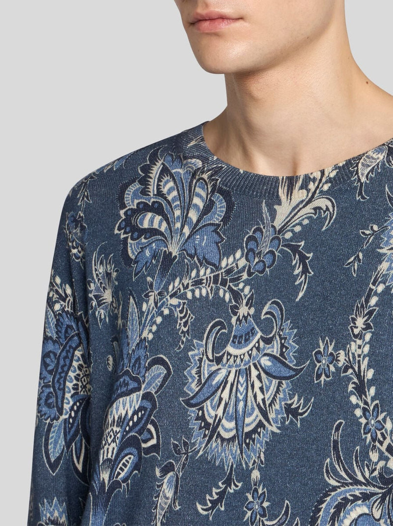 Etro SILK AND CASHMERE SWEATER WITH MAXI FLOWERS outlook