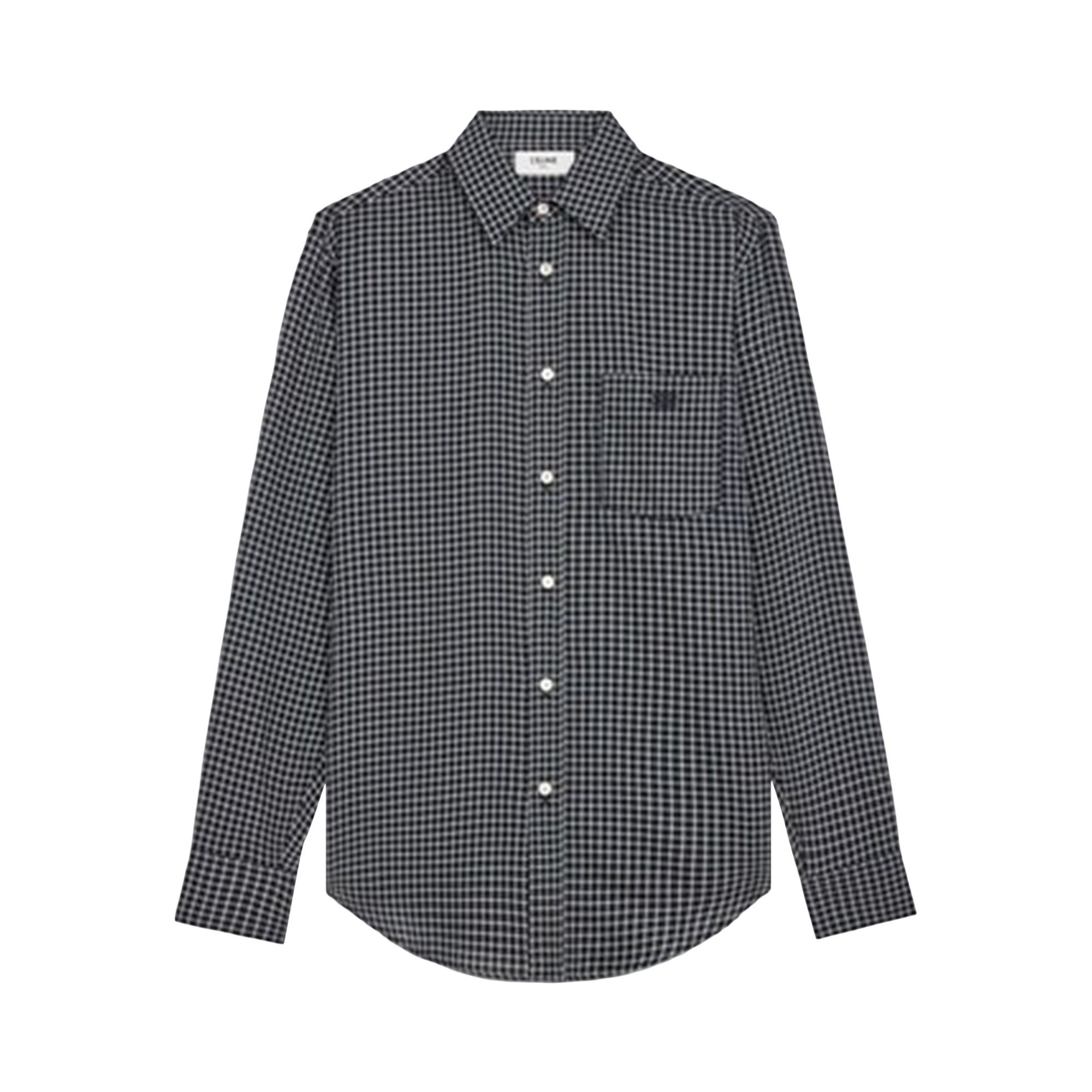 CELINE Check Loose Long-Sleeve Shirt 'Navy/Craie/Vert' - 1