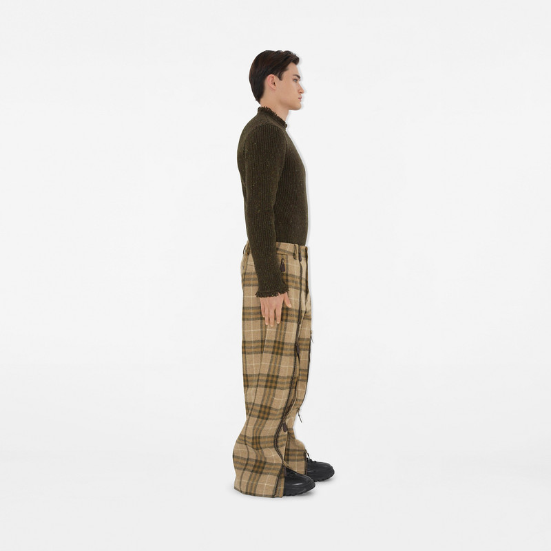 Check Wool Zip Trousers 3